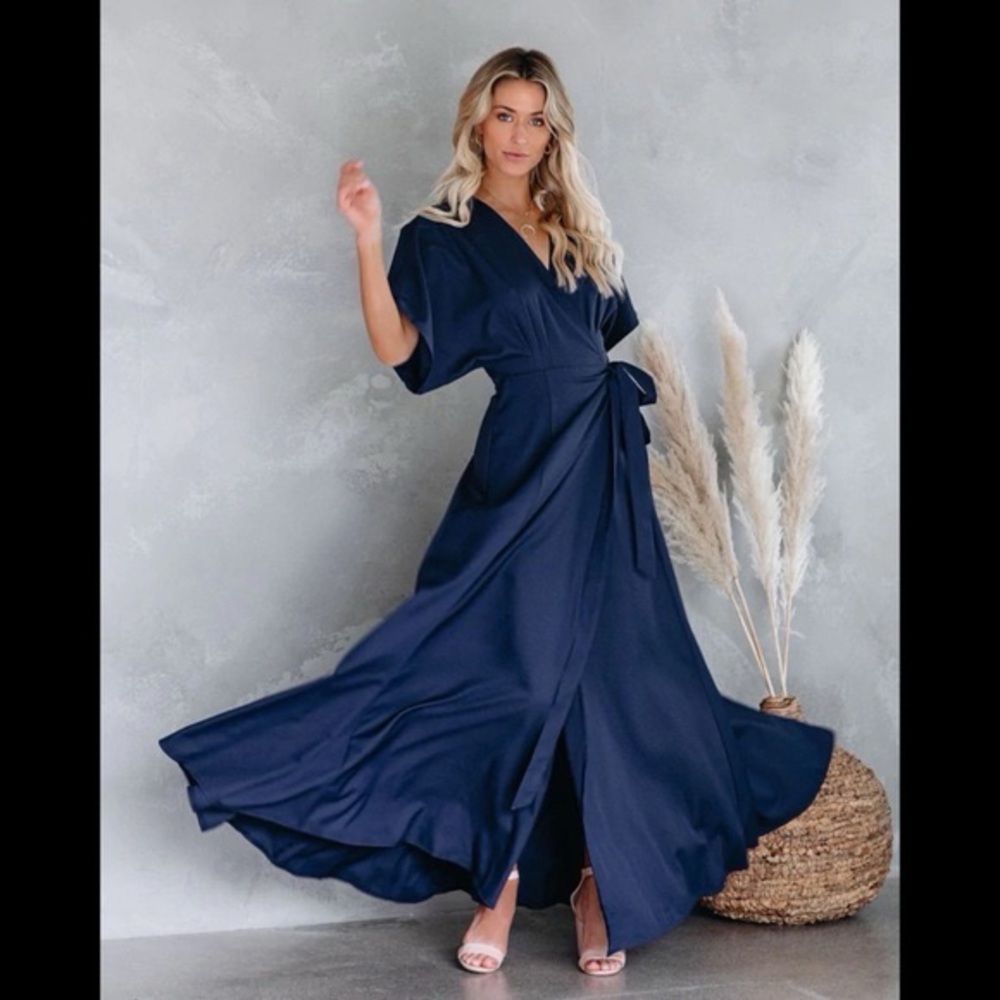 Vici Behati Wrap Kimono NavyMaxi Dress